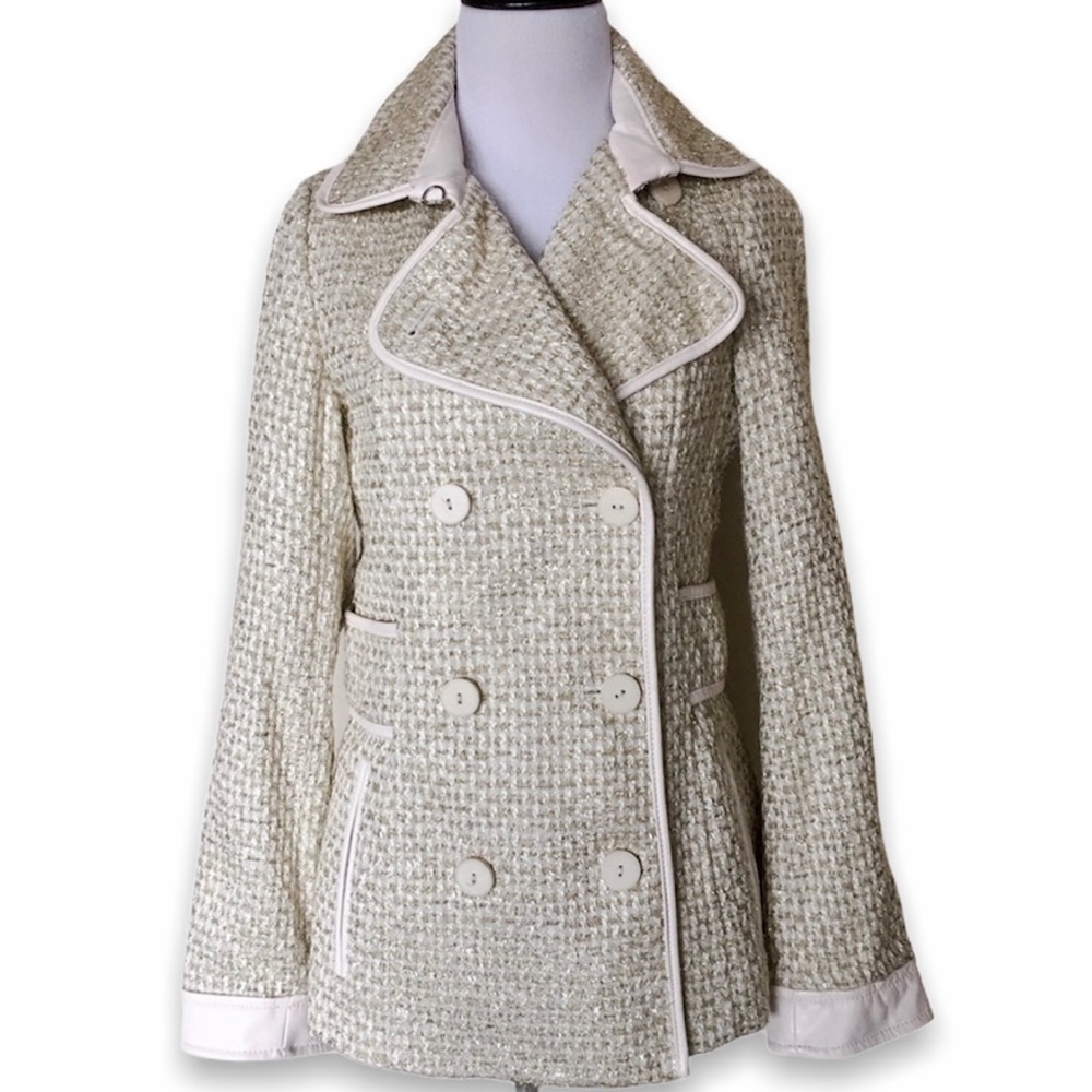 NWOT Victoria's Secret Metallic & Faux Leather Peacoat, XS